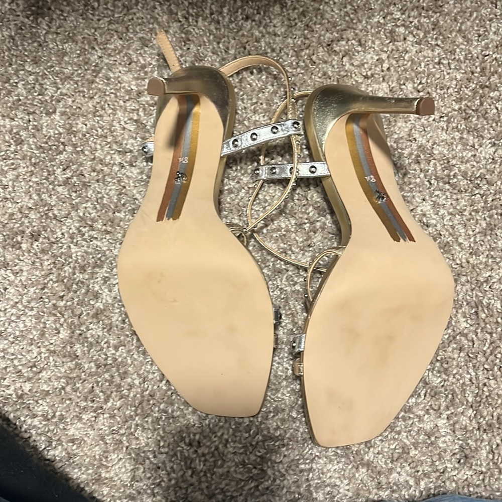 NEW Sam Edelman Lennox Studded Heels Gold/ Silver Metallic 8.5 NWOT - Picture 3 of 5